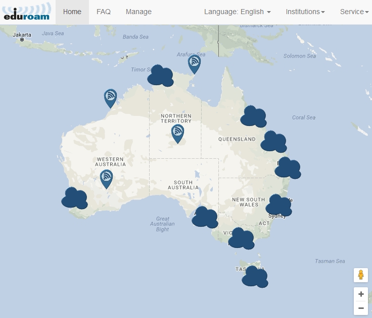 eduroam AU AdminTool home screen